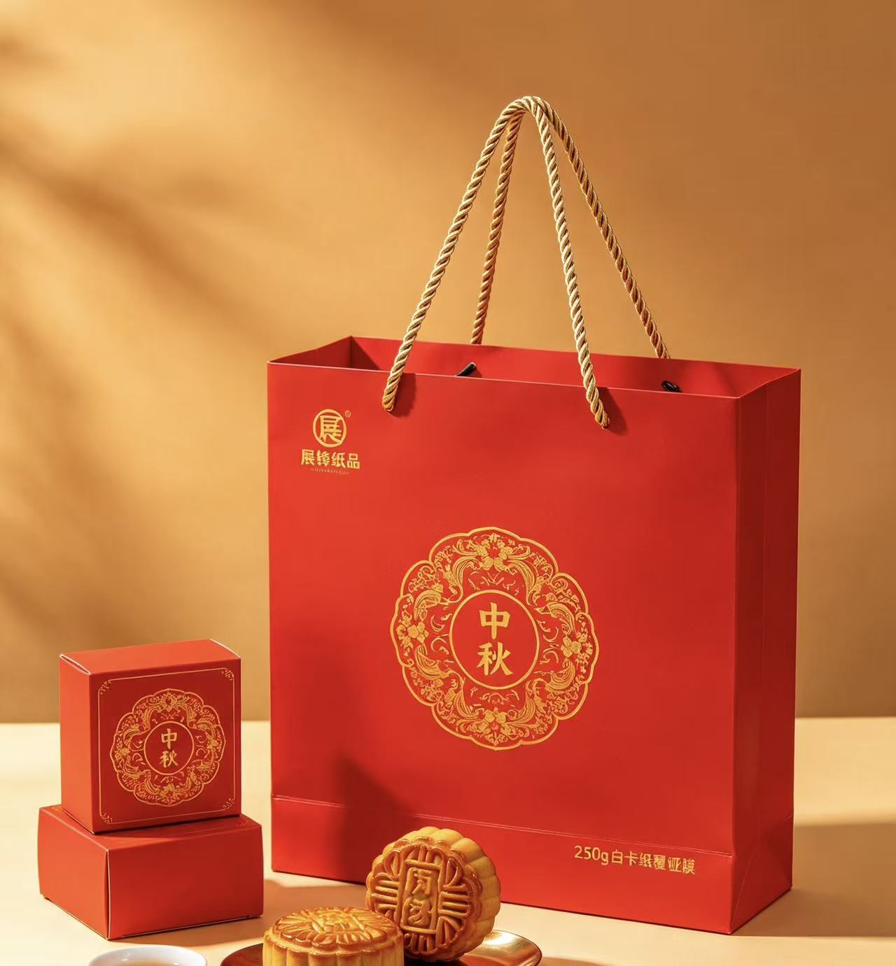 广州月饼手提袋定制厂家 | 中秋月饼礼盒袋 | 500个起订 3天加急不加价